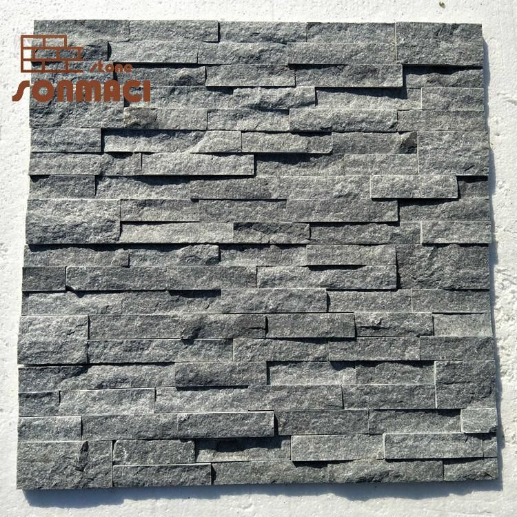Black Quartz Rough Edge Stacked Stone Veneers
