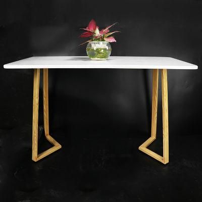 High Quality Luxury Modern Stainless Steel Living Room Furniture Eurasian Wood Marble Countertop Coffee Table Dining Table