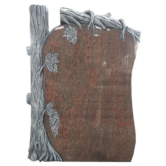 Hungary Style Antique Red Granite Memorial with Tree Carving