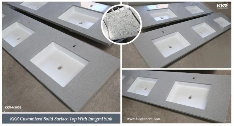 American Size in Customized Stone Artificial Calacatta Solid Surface with Black Veins Counter Tops Bathroom Vanity Top Countertops