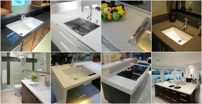 Customized Artificial Quartz Apartment Kitchen Countertop