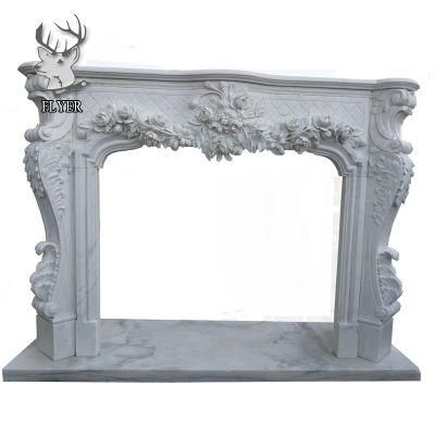 High Quality Interior Decoration Natural Stone Carved Fireplace Mantel Insert Marble Fireplace Surround