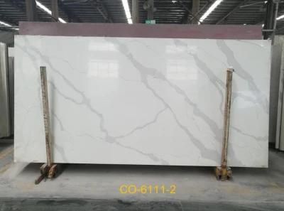 Artificial Quartz Stone Sheet White Calcatta Quartz Slabs for Kitchen and Bathroom