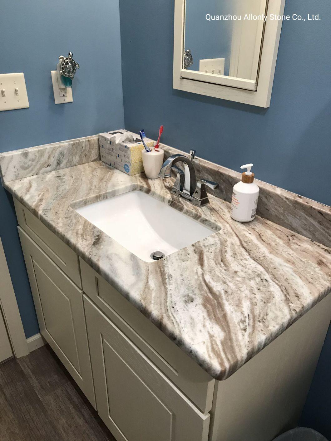 Wholesale Fantasy Brown Granite Bathroom Counertop Vanity with Undermount Ceramic Sink