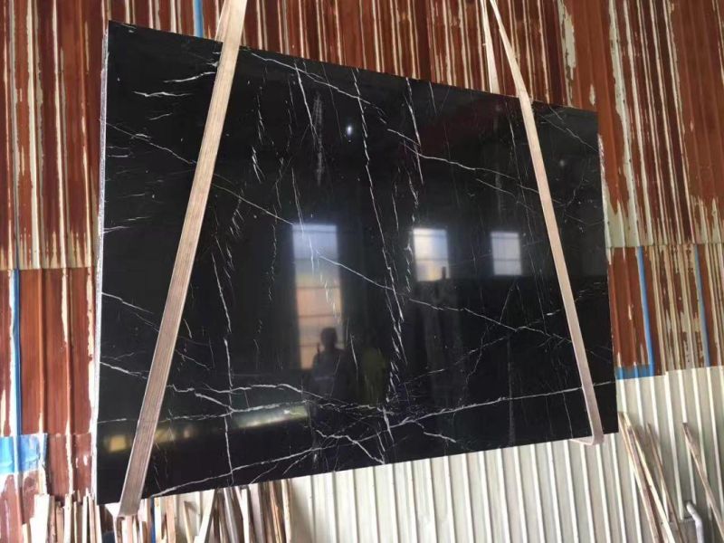 Nero Marquina Black Marble Slab for Flooring and Wall/ Countertop