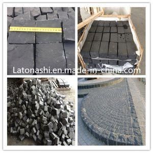 Flamed/Bushhammered/Sandblasted Black Granite Cobble with Bush Hammered Finish for Path/Garden/Driveway