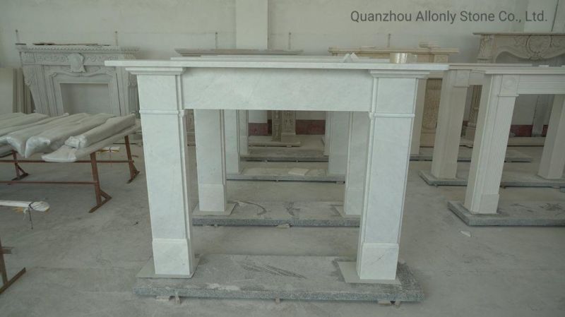 Modern Natural Stone Mantel White Limestone Fireplce for Indoor Decoration Design