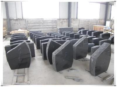 Tear Drop Slant Headstone with Black Granite for Gravestone Monument Memorial Cemetery Garden