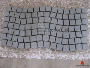 G654 China Dark Grey Granite Cobblestone with Net / on Mesh