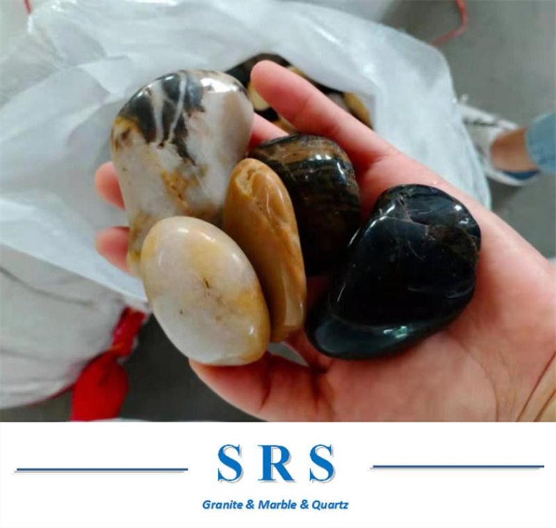 Polished Pebbles Stone for Garden Yard Outdoor Square White Black Gray Mixed Color