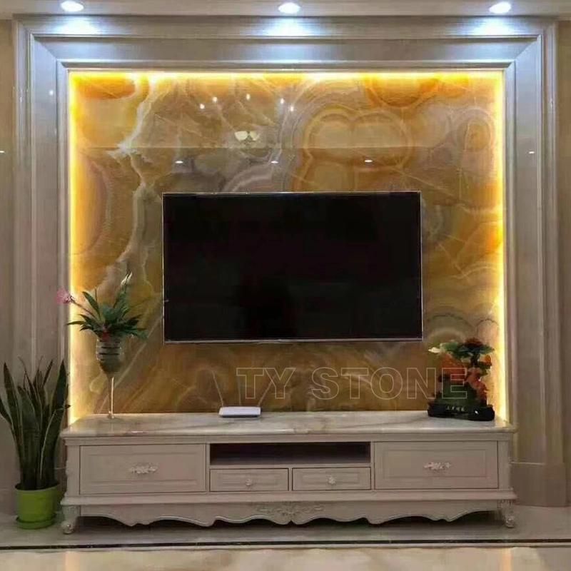 Backlit Bookmatched White Onyx Stone Slabs