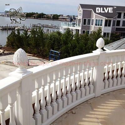 Blve Outdoor Balcony Stone Carvings Villa Guardrail White Marble Balusters Handrail Railing
