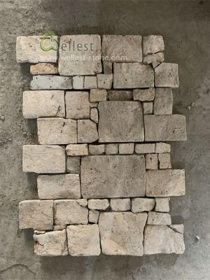 Natural Yellow Limestone Exterior Wall Stone, Stacked Stone Veneer