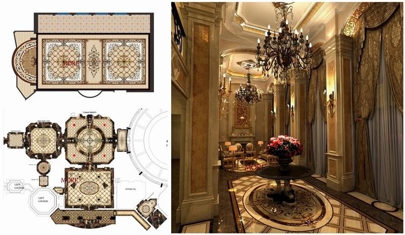 Round Pattern Waterjet Flower Pattern Marble Inlay Flooring
