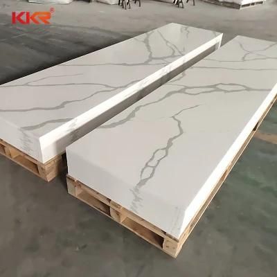 Glacier Calacatta White Acrylic Modified Solid Surface Sheets Artificial Stone Slabs for Kitchen Countertop
