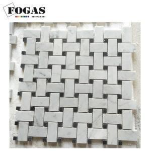 Basket Weave Carrara White Marble Tile Flooring