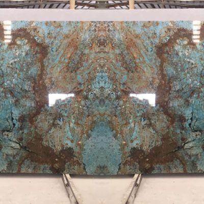 Natural Building Material Bookmatch Green/Blue Marble for Luxury Special Designs