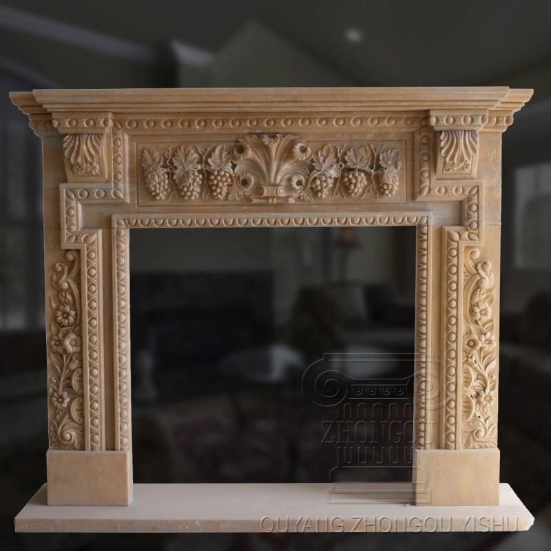 Hand Carving White Marble Fireplace for Home Decoration
