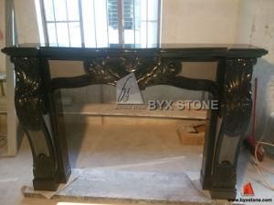 Absolute Black Granite Polished Fireplace for Indoor Decoration