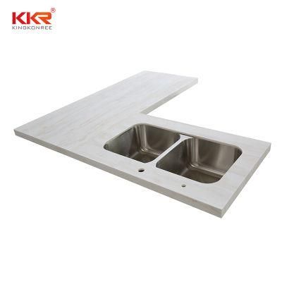 Solid Surface Kitchen Countertop Fabricated with Stainless Steel