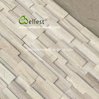 High End 3D White Wood Marble Wall Panel for TV Feature Walls