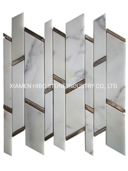 Marble Stone Mosaic with Brass/Stainless Steel/Metal/Shell Pattern Interior Wall/Floor/Kitchen Backsplash Mosaic Tile