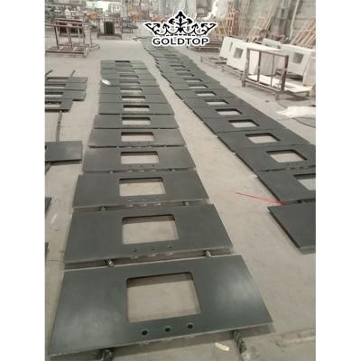 500+ Color Option Factory Price Prefab Pure/Absolute Black Solid Surface/Granite Countertop/Vanity Top for Kitchen and Bathroom