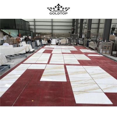Chinese Quarry Golden Ariston, Aristide Gold Vein Marble, White Background Gold Vein Marble Floor Wall Tiles for Hotel Project