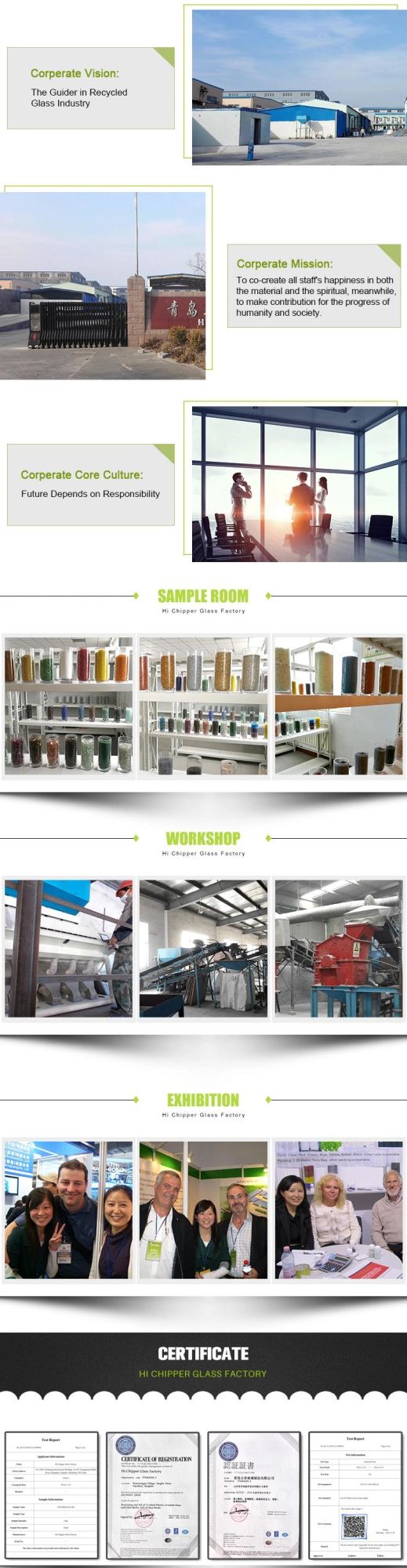 Decorative Recycle Crushed Light Green Glass Manufacturer