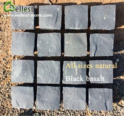 Black Basalt Cube Stone Road Paving Stone Factory Price Natural Black Stone