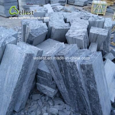 Flamed Finish Split Edge Santiago Grey Granite Big Wall Blocks for Wall Cladding