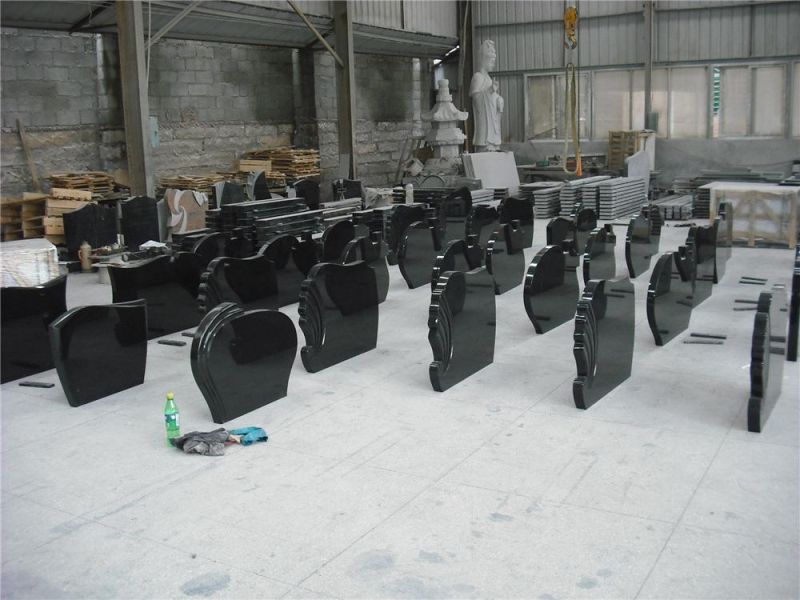 Shanxi Black Granite Tombstones and Monuments European Style Tombstone