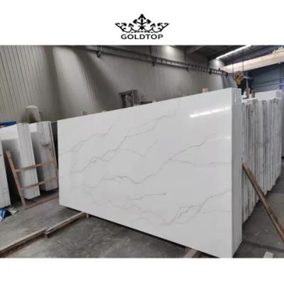 Artificial Stone Polished Factory Price Calacatta Series White Stone Slab Quartz Countertop/Vanity/Wall Tiles/Floor/Cabinet