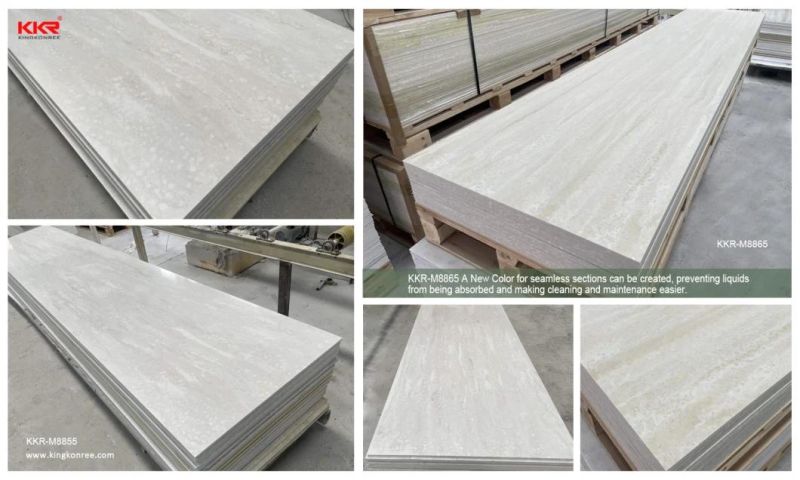 Kkr 12mm White Acrylic Stone Artificial Acrylic Resin Solid Surface Stone Slab