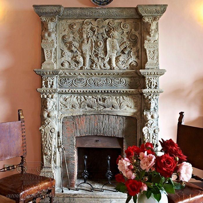 Double Marble Fireplace, Exquisitely Carved