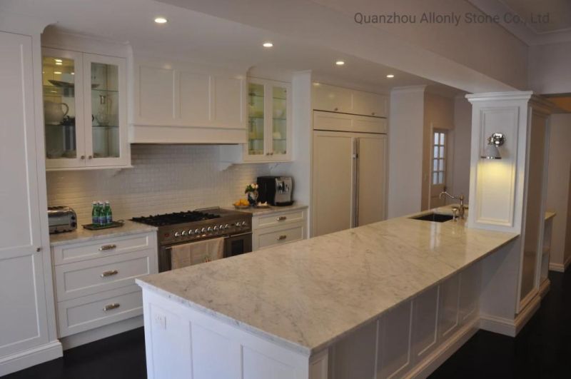 Natural Prefab Carrara White Marble Kitchen Bar Island Counter Top Price