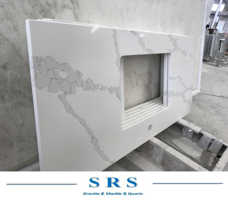 Calacatta White Artificial Quartz Slab for Countertop Top/Flooring/Indoor Decoration