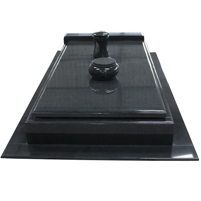 G654 China Black Granite Tombstone with Vase and Cemetery Lamp