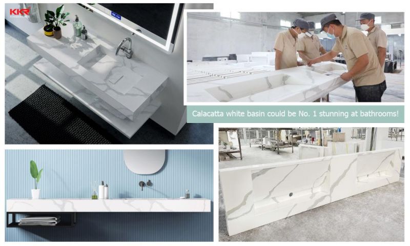 Custom Textured Marble Vanity Sink Wall Hung Basin Bathroom Vanity Washbasin for Hotel Project