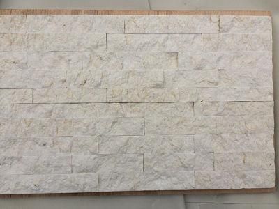 Beige Marble Split Face Culture Stone Veneer Panel Fireplace Surround