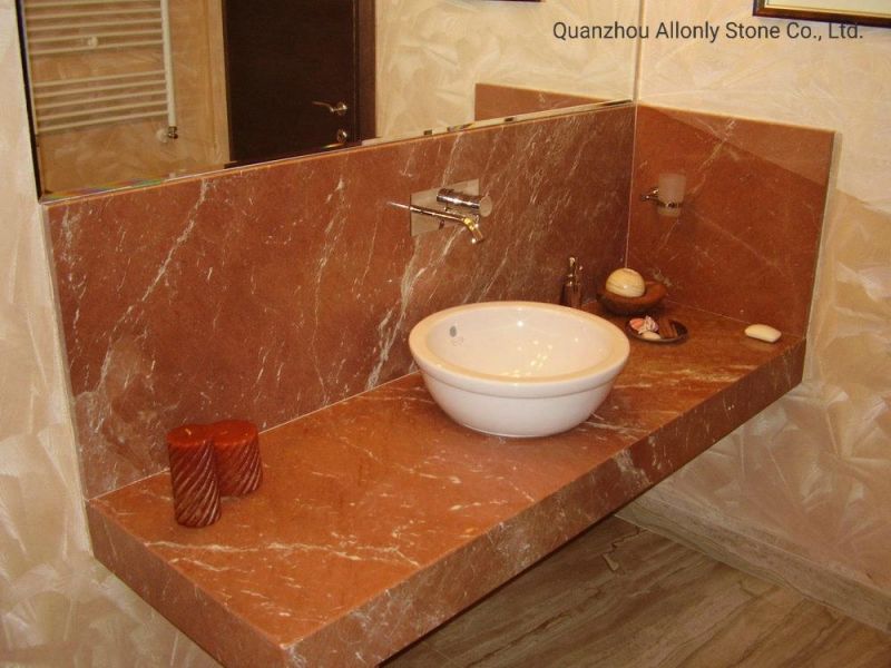 Red Stone Rosso Levanto Marble Vanity Top Bathroom with Backpanel
