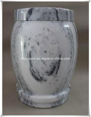 White Marble Funeral Cremation Urns Simple Design for Cremetery Garden