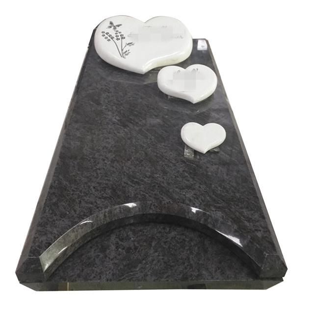 Mason Customized Headstone with Cavring Heart in Marble White