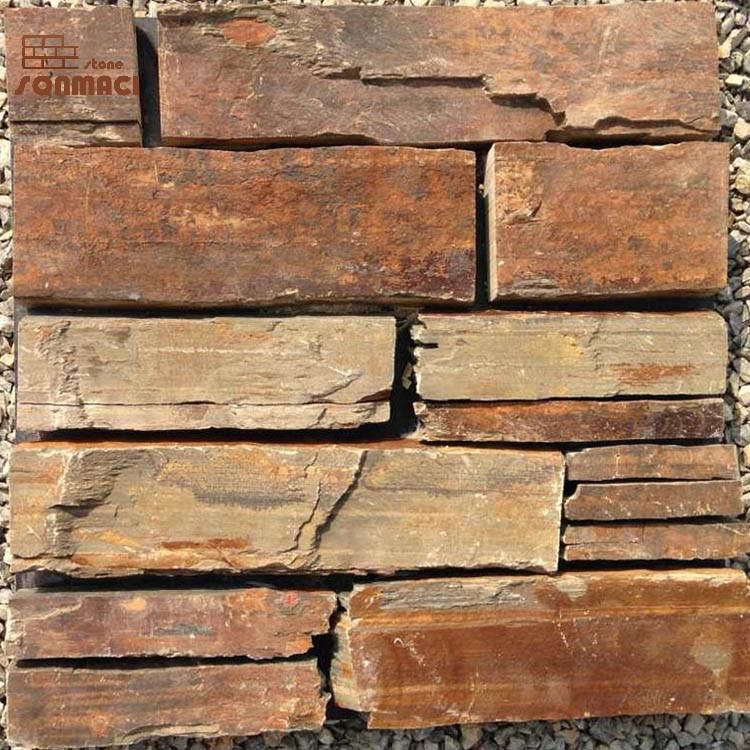 Rust Color Loose Slate Wall Panels Castle Brick