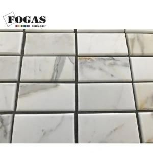 Beveled 75X150mm Calacatta Gold Marble Subway Tile Bathroom Wall