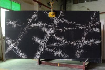 Quartz Slab Artificial Stone Calacatta Black-Ice Quartz Stone Slab for Kitchen Top