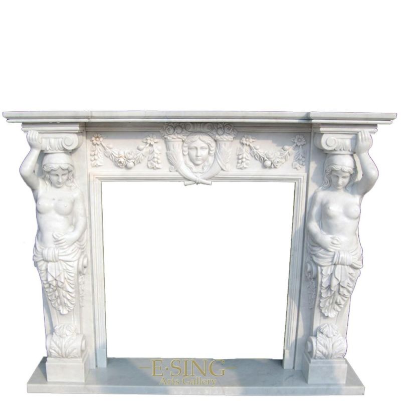 Well Polished Natural Stone Indoor Decoration Usage Stone Fireplace