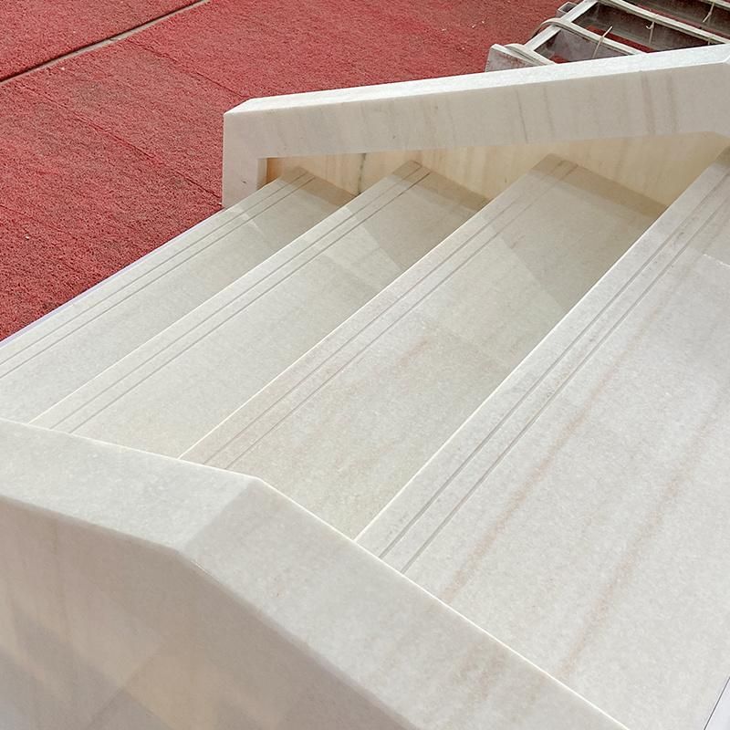 Factory Outlet White Eurasian Wood Grain Marble Stairs and Ladder Customizable Natural Marble Stairs Marble Staircase