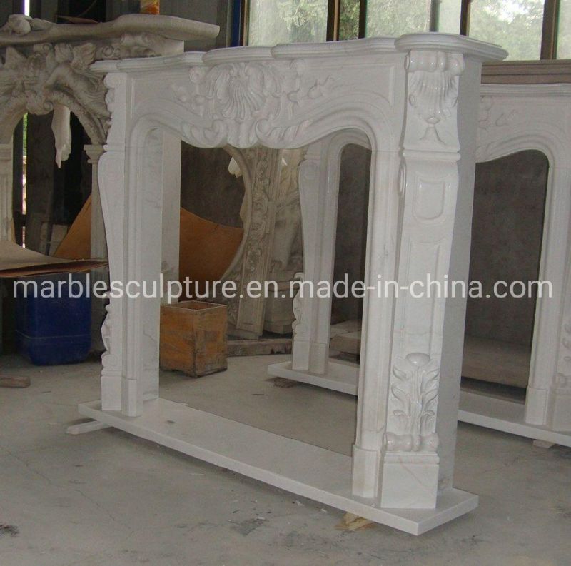 Factory Wholesale White Marble Fireplace in Stock (SYMF-281)