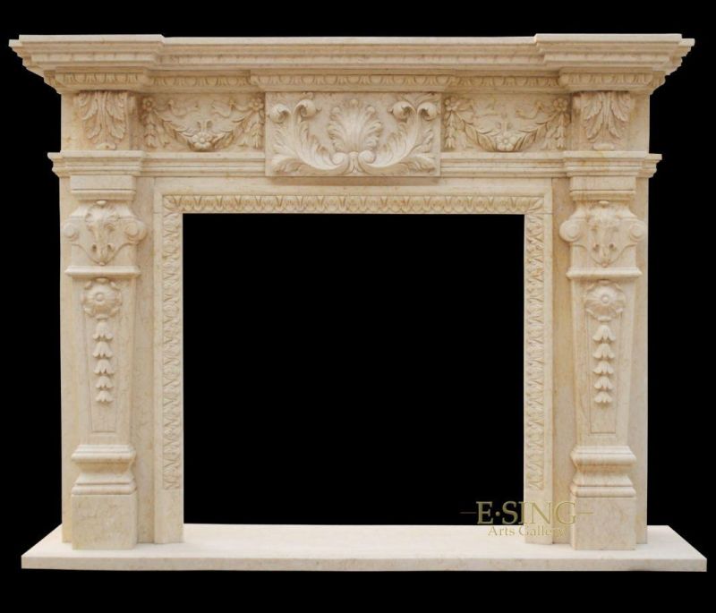 Hot Sale Indoor Natural Stone White Marble French Fireplace Surround